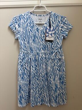 NWT Diane Von Furstenberg Target Girls Blue & White Zebra Print Wrap Style Dress